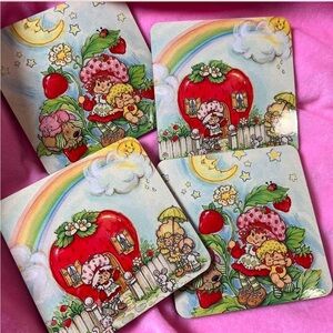 strawberry shortcake vintage drink coasters